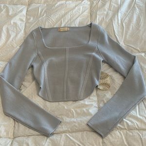 Altard State long sleeve corset top in light blue